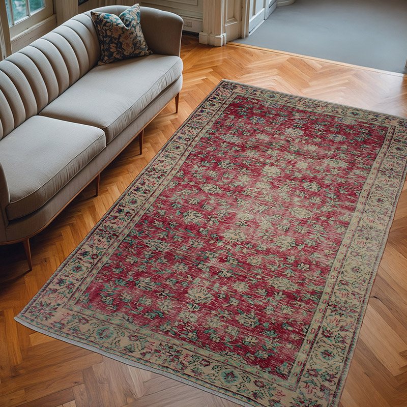 Vintage Turkish Hand-Knotted Rug - 5' 7" x 9' 1" (67" x 109") - K0083131
