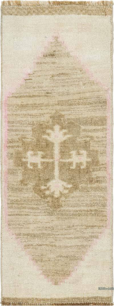 Alfombra Vintage Turca Anudada a Mano - 33 cm x 90 cm