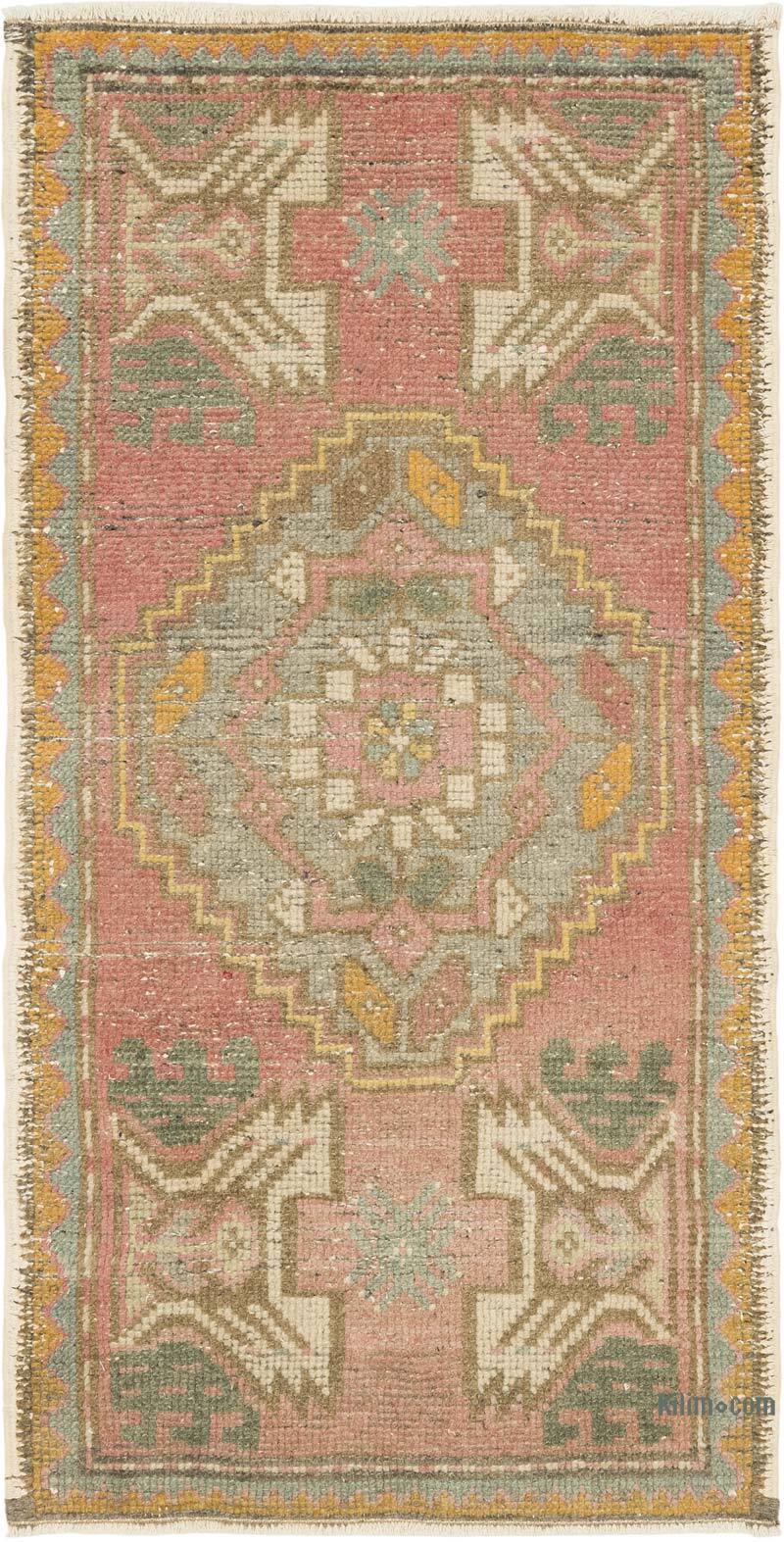 Alfombra Vintage Turca Anudada a Mano - 48 cm x 98 cm - K0083189