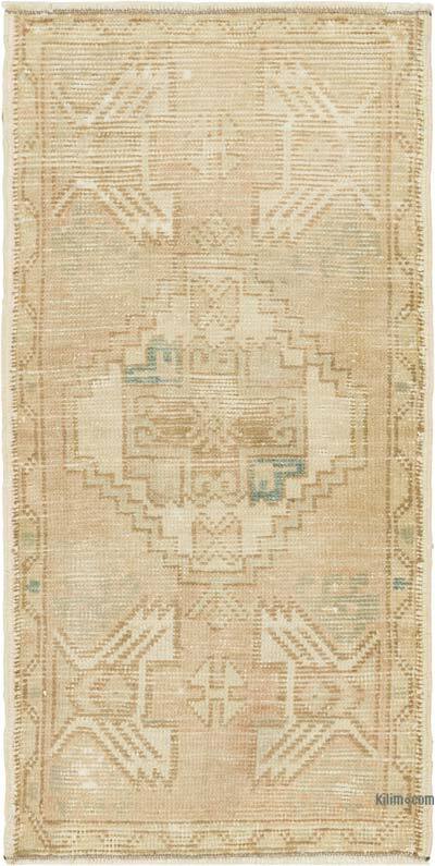 Vintage Turkish Hand-Knotted Rug - 1' 7" x 3' 1" (19" x 37")