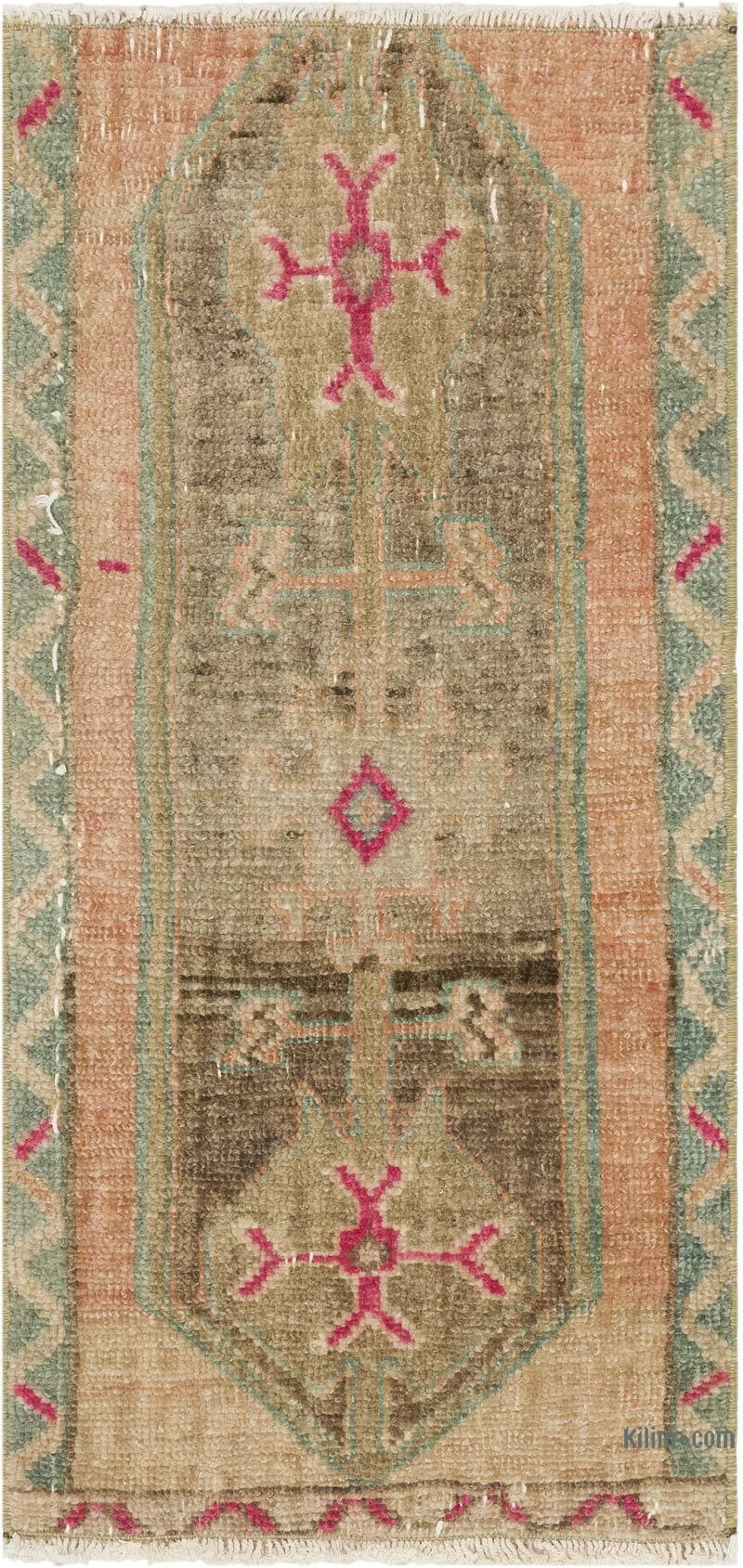 Alfombra Vintage Turca Anudada a Mano - 45 cm x 93 cm - K0083347