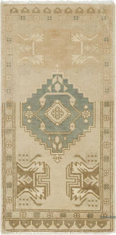 Vintage Turkish Hand-Knotted Rug - 1' 7" x 3' 1" (19" x 37")