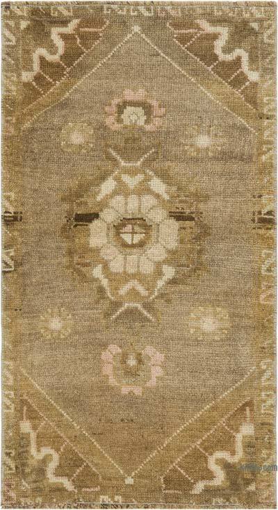 Vintage Turkish Hand-Knotted Rug - 1' 7" x 2' 11" (19" x 35")