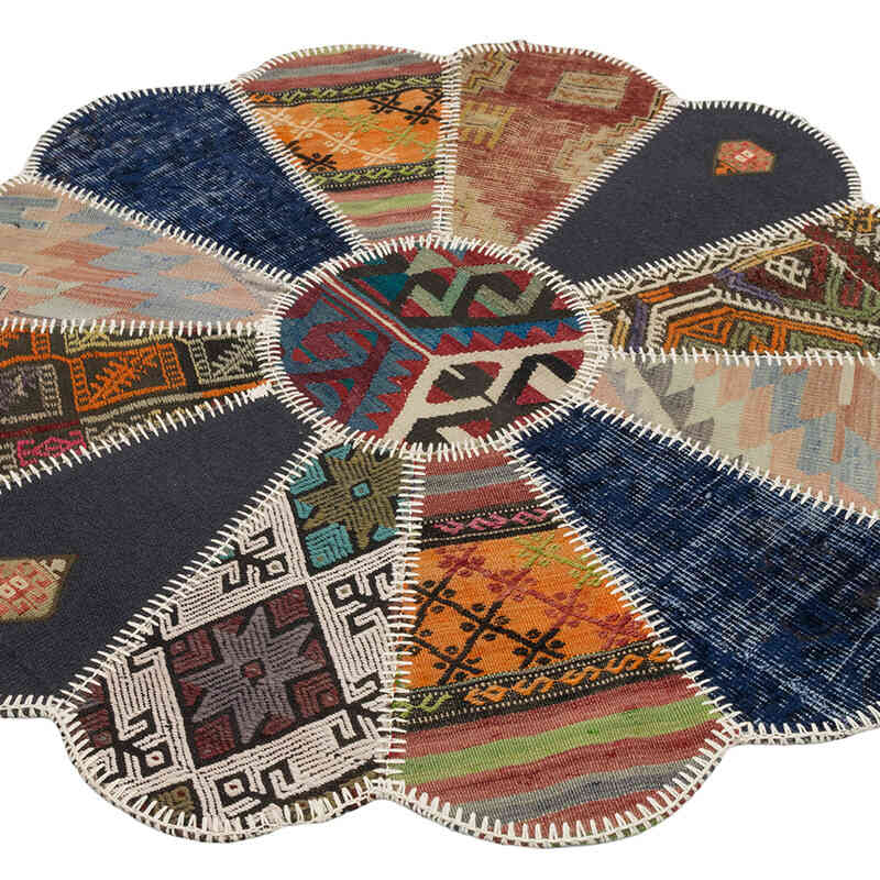 Alfombra Kilim de Retazos - 118 cm x 118 cm - K0083516