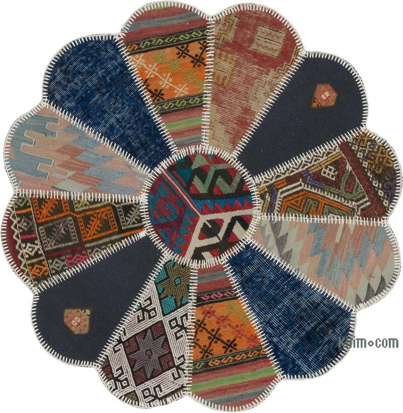 Alfombra Kilim de Retazos - 118 cm x 118 cm - K0083516