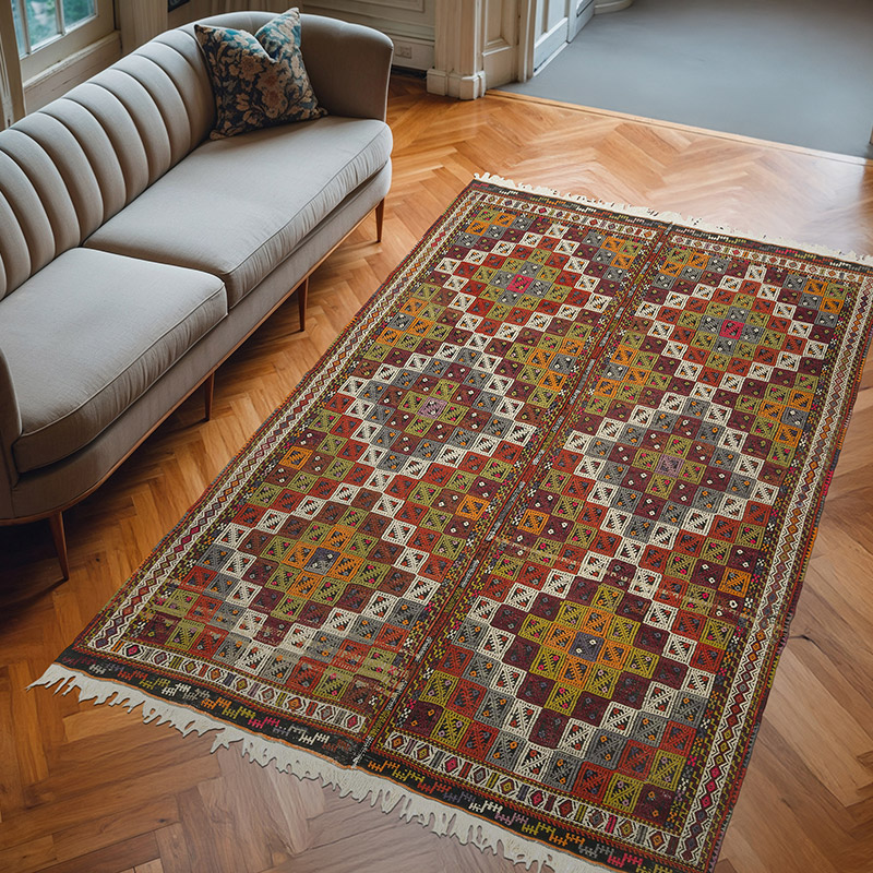 Alfombra Vintage Anatolian Kilim - 194 cm x 301 cm - K0083545