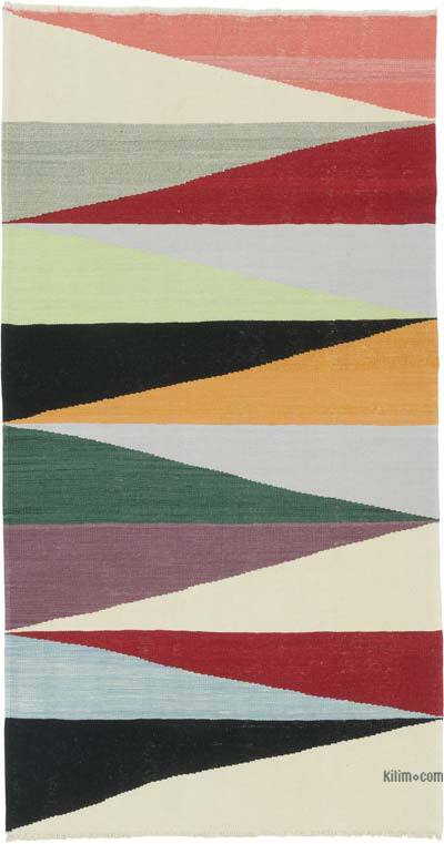 New Handwoven Turkish Kilim Rug - 4' 2" x 7' 9" (50" x 93")