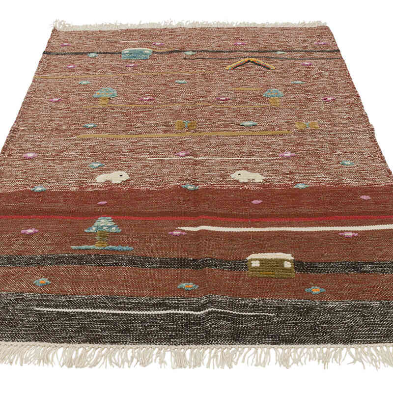 New Handwoven Turkish Kilim Rug - 3' 8" x 5' 3" (44" x 63") - K0083563