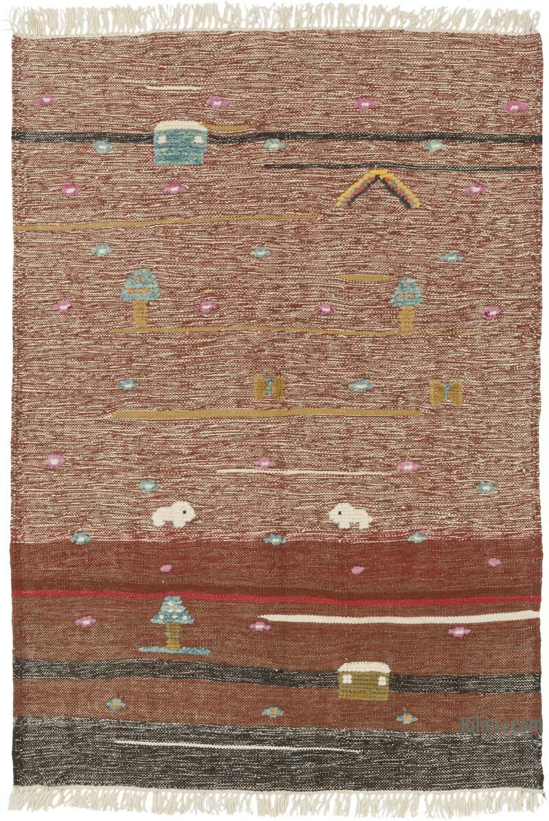 New Handwoven Turkish Kilim Rug - 3' 8" x 5' 3" (44" x 63") - K0083563