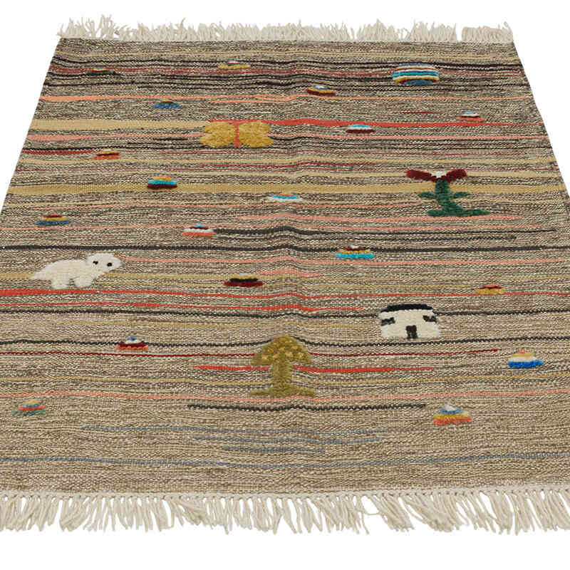 Nueva Alfombra Turca Kilim - 102 cm x 126 cm - K0083565