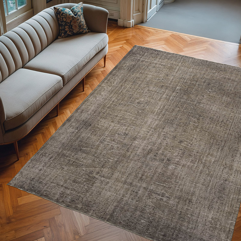 Over-dyed Vintage Hand-Knotted Turkish Rug - 7'  x 9' 3" (84" x 111") - K0083571