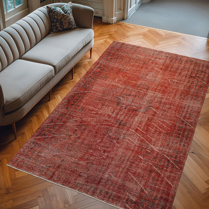 Over-dyed Vintage Hand-Knotted Turkish Rug - 5' 9" x 9' 3" (69" x 111") - K0083582