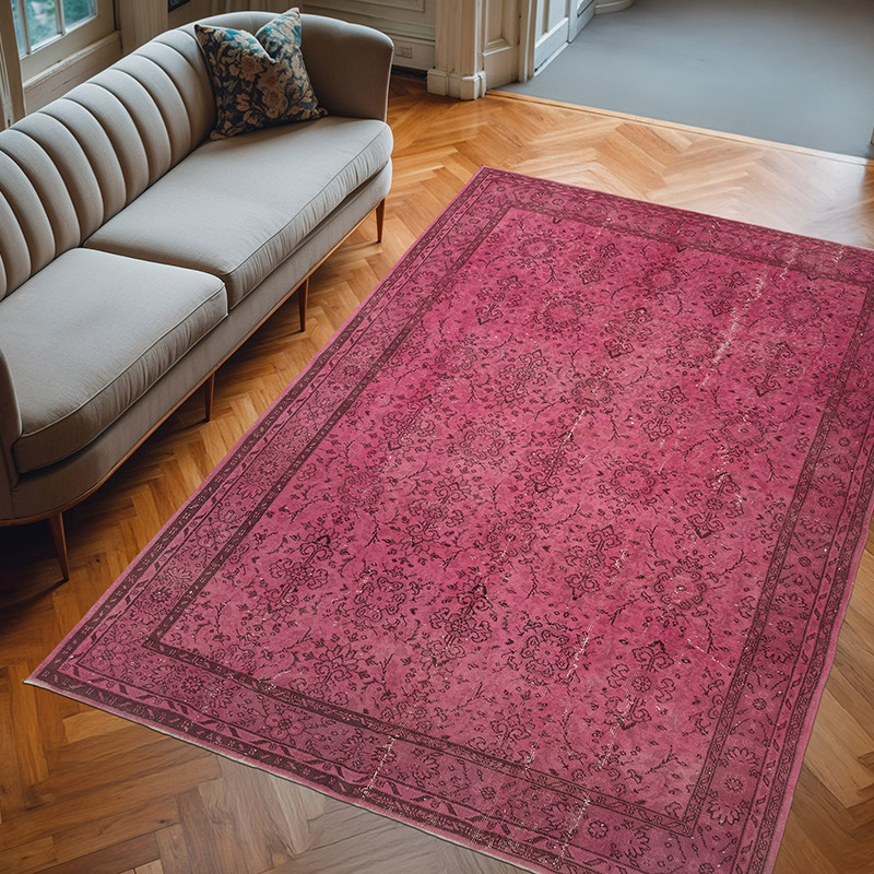 Over-dyed Vintage Hand-Knotted Turkish Rug - 6' 9" x 10'  (81" x 120") - K0083583