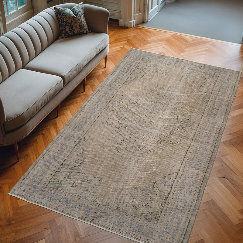 Over-dyed Vintage Hand-Knotted Turkish Rug - 5' 5" x 9' 3" (65" x 111") - K0083597