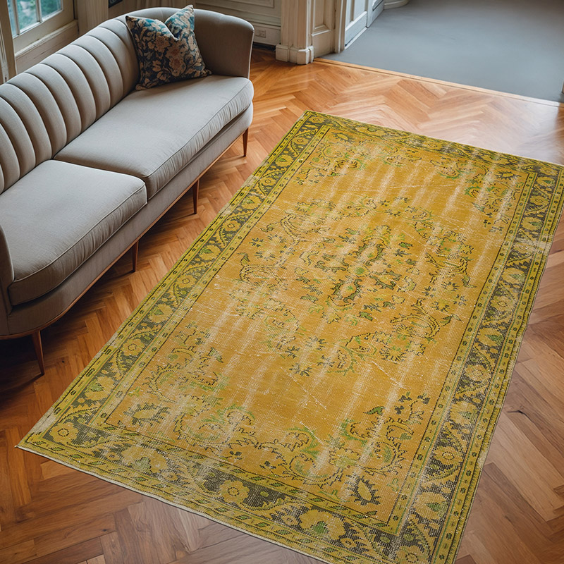 Over-dyed Vintage Hand-Knotted Turkish Rug - 6'  x 9' 9" (72" x 117") - K0083598