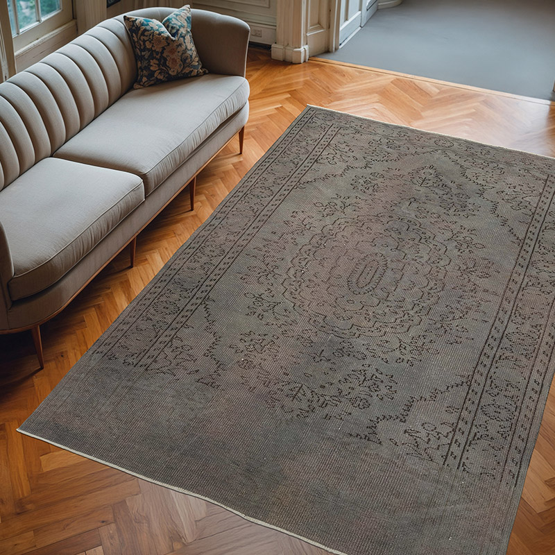 Over-dyed Vintage Hand-Knotted Turkish Rug - 6' 5" x 8' 10" (77" x 106") - K0083606