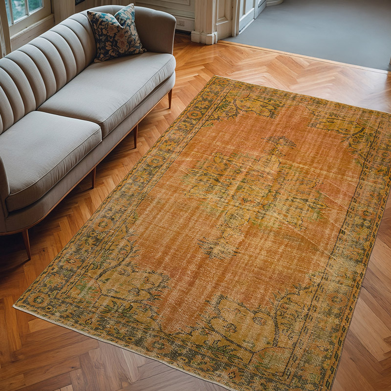 Over-dyed Vintage Hand-Knotted Turkish Rug - 6' 3" x 9' 7" (75" x 115") - K0083611