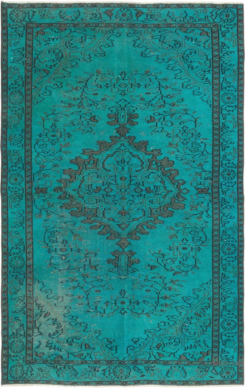 Over-dyed Vintage Hand-Knotted Turkish Rug - 4' 11" x 7' 9" (59" x 93") - K0083657