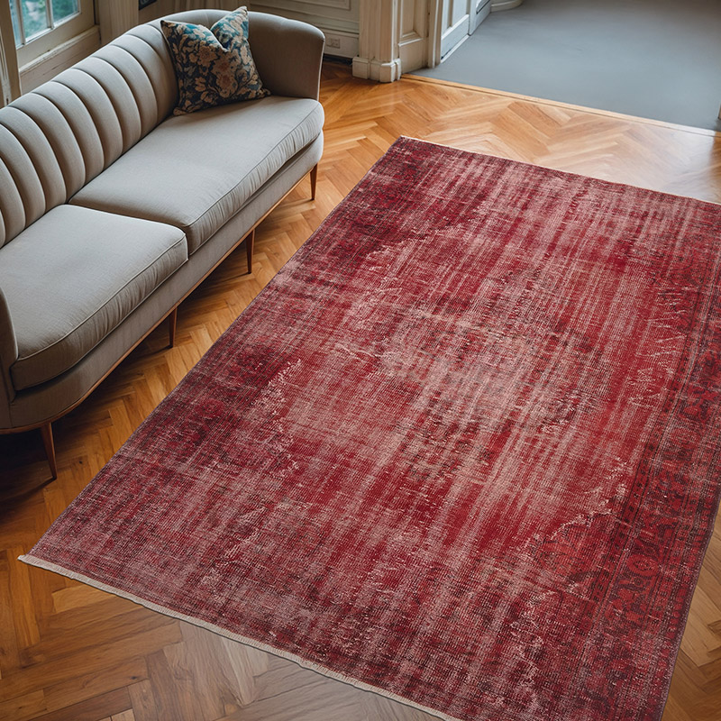 Over-dyed Vintage Hand-Knotted Turkish Rug - 6' 8" x 9' 5" (80" x 113") - K0083663