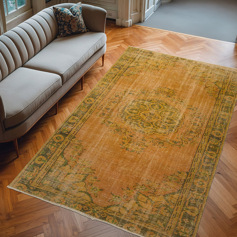 Over-dyed Vintage Hand-Knotted Turkish Rug - 5' 10" x 9' 1" (70" x 109") - K0083664