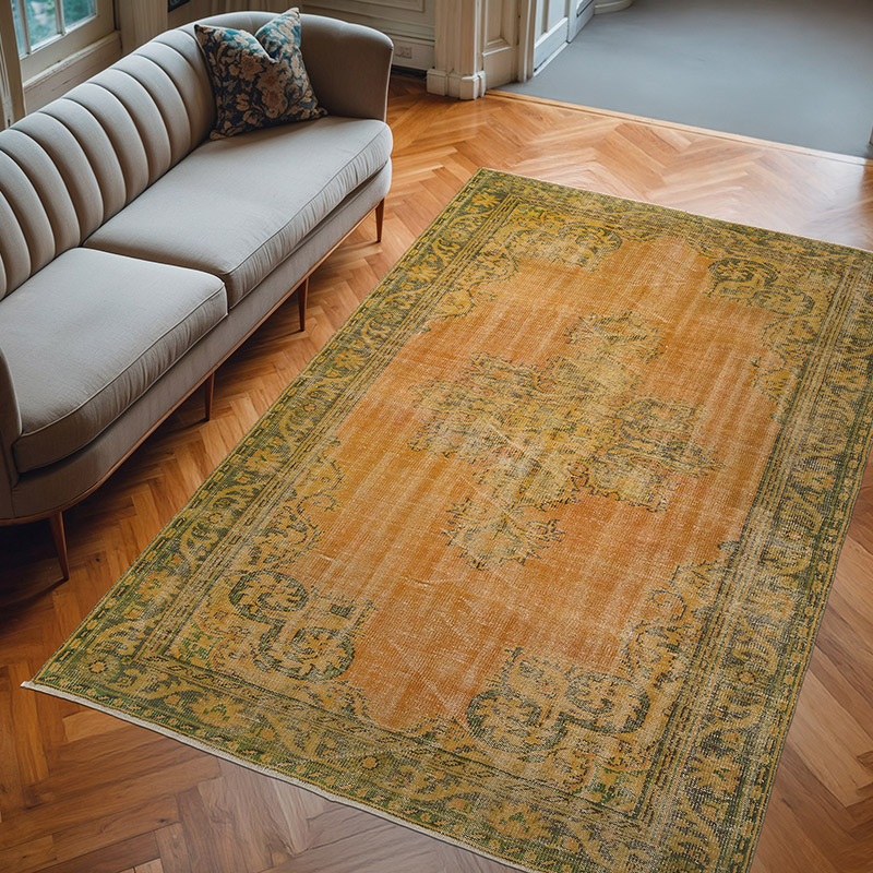 Over-dyed Vintage Hand-Knotted Turkish Rug - 6'  x 9'  (72" x 108") - K0083666