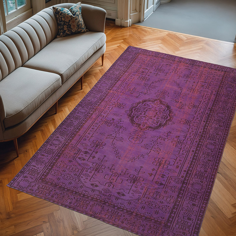 Over-dyed Vintage Hand-Knotted Turkish Rug - 6' 1" x 9' 5" (73" x 113") - K0083670