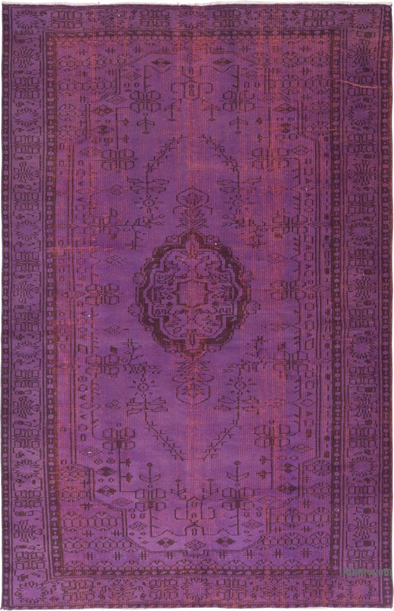 Over-dyed Vintage Hand-Knotted Turkish Rug - 6' 1" x 9' 5" (73" x 113") - K0083670