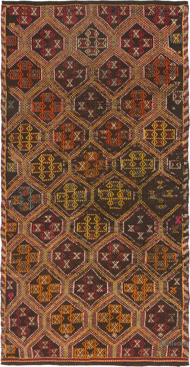 Vintage Anatolian Jijim Rug - 4' 10" x 9' 4" (58" x 112") - K0083751