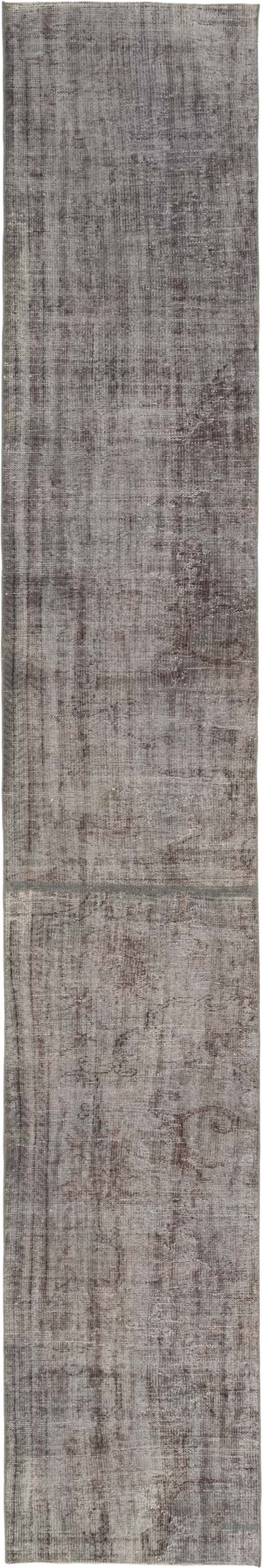 Over-dyed Vintage Hand-Knotted Turkish Runner - 2' 6" x 15' 7" (30" x 187")