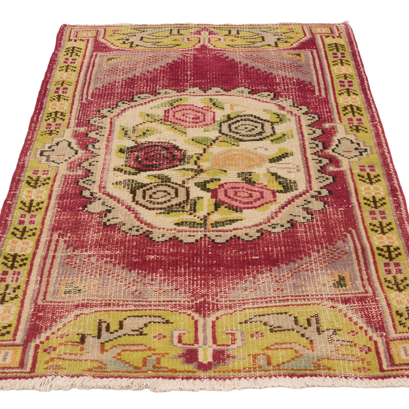 Alfombra Vintage Turca Anudada a Mano - 82 cm x 135 cm - K0083788