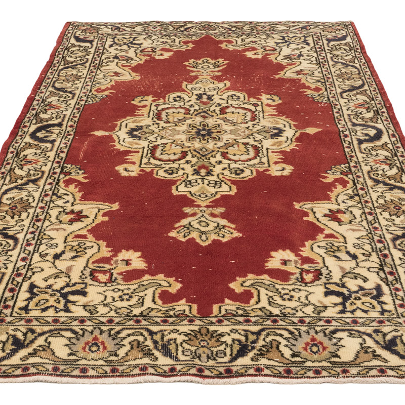 Alfombra Vintage Turca Anudada a Mano - 121 cm x 213 cm - K0083791