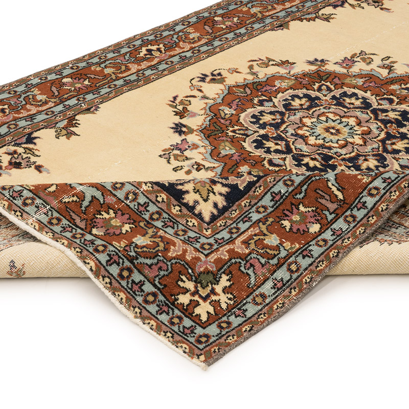 Alfombra Vintage Turca Anudada a Mano - 147 cm x 241 cm - K0083808