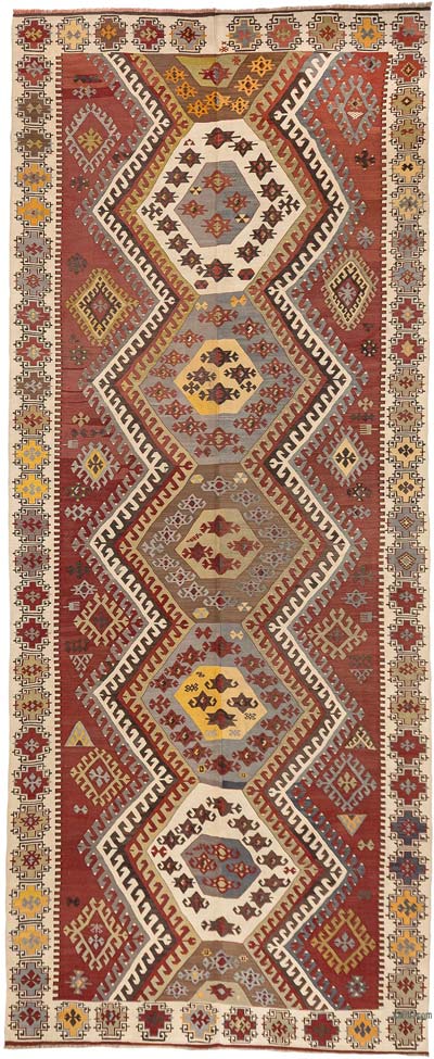Vintage Aydin Kilim Rug - 6' 5" x 15' 10" (77" x 190")