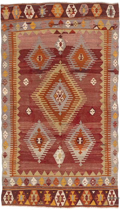 Vintage Cal Kilim Rug - 4' 9" x 8' 5" (57" x 101")