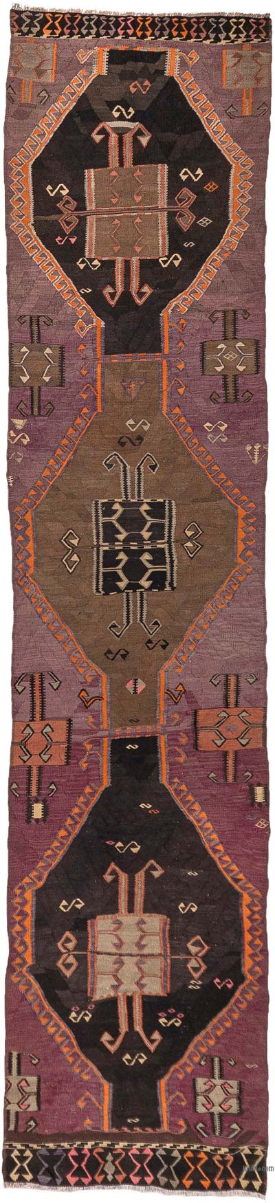 Vintage Kars Kilim Runner - 3' 3" x 14' 5" (39" x 173")