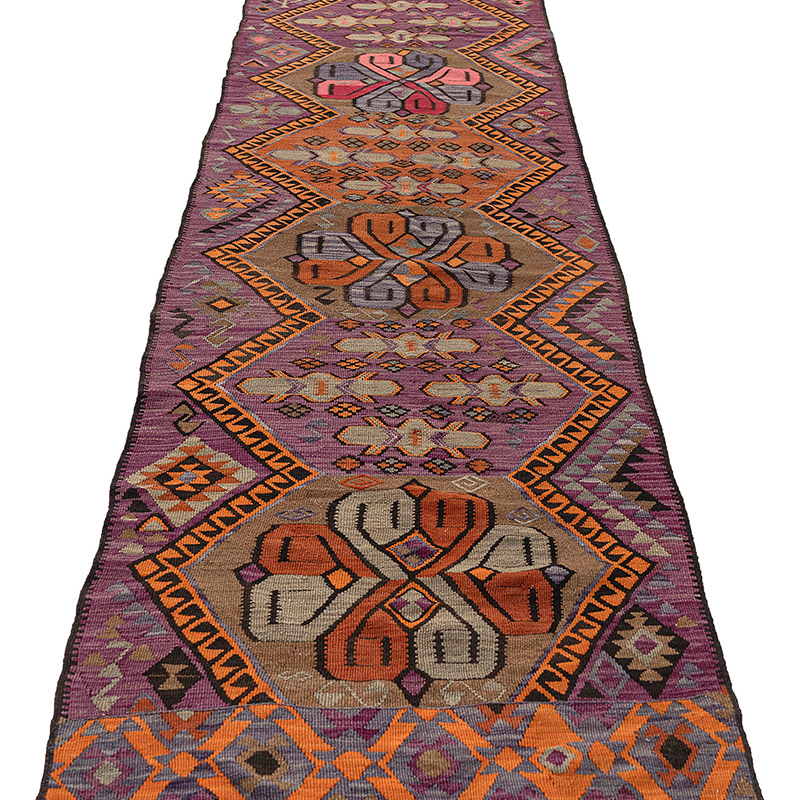 Vintage Kars Kilim Runner - 3' 1" x 14' 8" (37" x 176") - K0083841