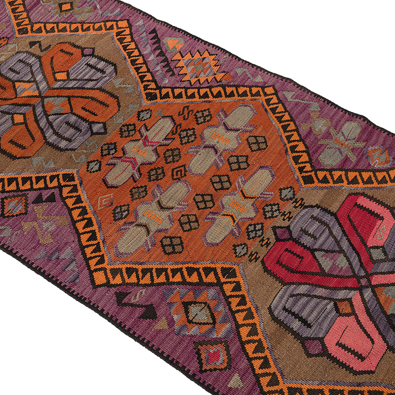 Vintage Kars Kilim Runner - 3' 1" x 14' 8" (37" x 176") - K0083841