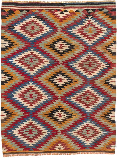Vintage Afyon Kilim Rug - 4' 4" x 5' 6" (52" x 66")