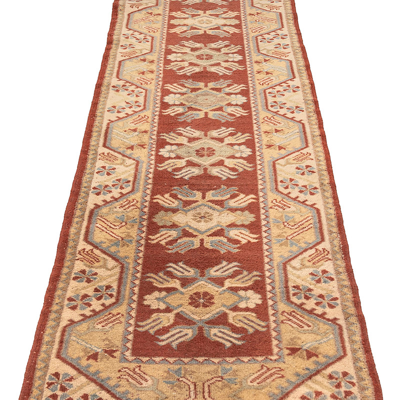 Pasillo Vintage Turco Anudado a Mano - 75 cm x 270 cm - K0083850