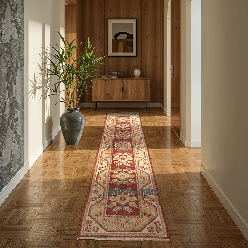 Pasillo Vintage Turco Anudado a Mano - 75 cm x 270 cm - K0083850