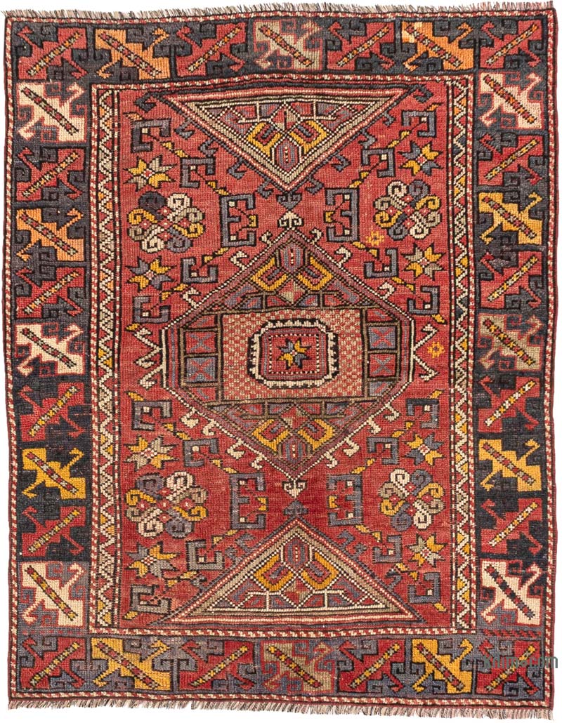 Alfombra Vintage Turca Anudada a Mano - 117 cm x 146 cm - K0083869