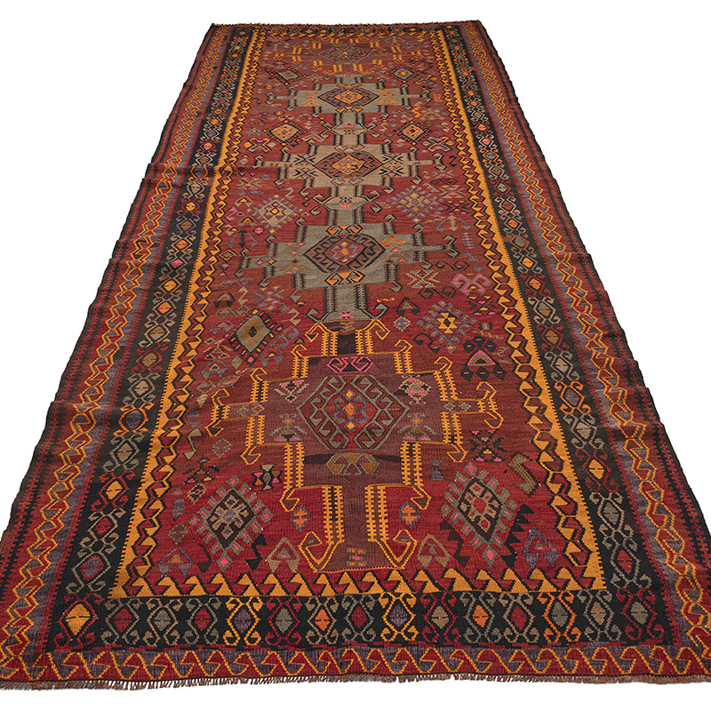 Vintage Kars Kilim Runner - 5' 5" x 13' 7" (65" x 163") - K0083870