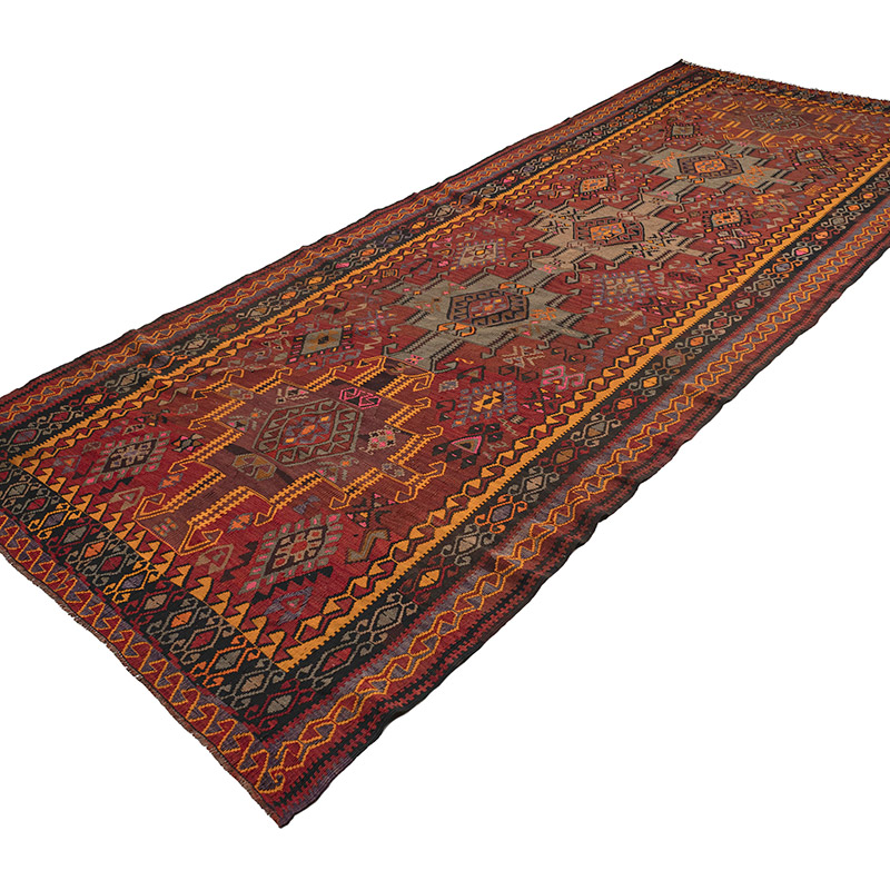 Vintage Kars Kilim Runner - 5' 5" x 13' 7" (65" x 163") - K0083870