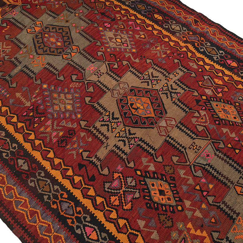 Vintage Kars Kilim Runner - 5' 5" x 13' 7" (65" x 163") - K0083870