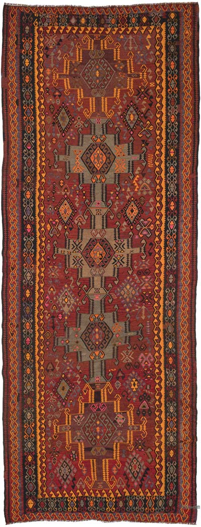 Vintage Kars Kilim Runner - 5' 5" x 13' 7" (65" x 163")