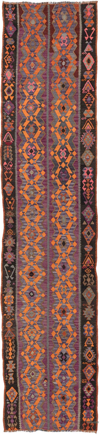 Vintage Kars Kilim Runner - 2' 10" x 12' 6" (34" x 150")