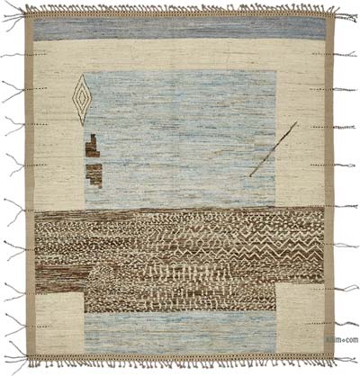 New Moroccan Style Hand-Knotted Rug - 8' 7" x 9' 11" (103" x 119")