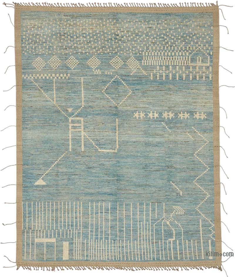 New Moroccan Style Hand-Knotted Rug - 9' 3" x 12' 4" (111" x 148") - K0083946
