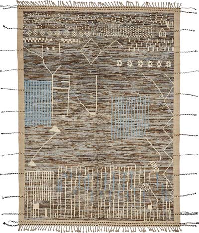 New Moroccan Style Hand-Knotted Rug - 6' 8" x 10'  (80" x 120")