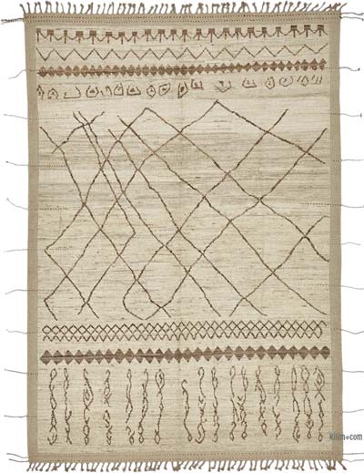 New Moroccan Style Hand-Knotted Rug - 6' 11" x 10' 2" (83" x 122")